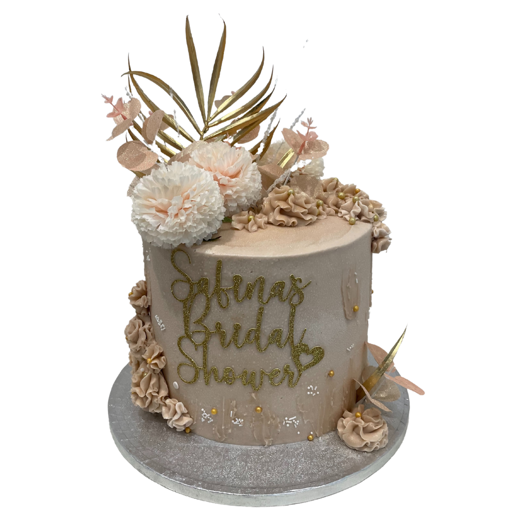 GOLD FLAMINGO CELEBERATION CAKE