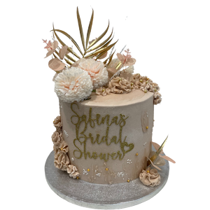 GOLD FLAMINGO CELEBERATION CAKE