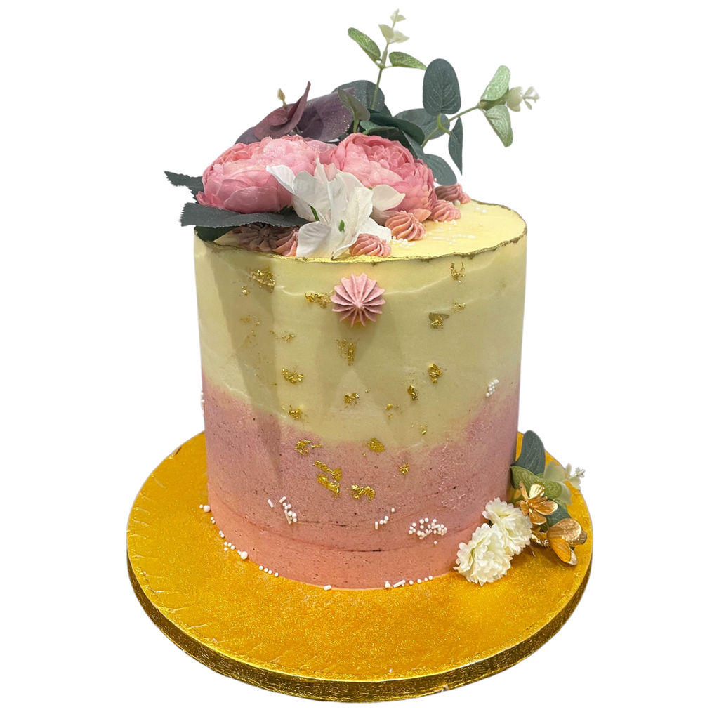 GOLD EDGE FLORAL OCCASION CAKE