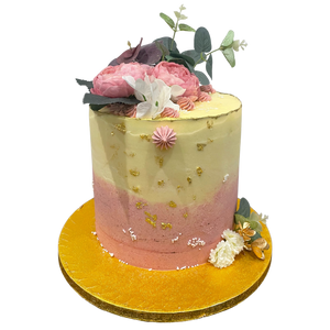 GOLD EDGE FLORAL OCCASION CAKE