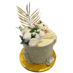 GOLD LEAF & FLOWER TOP CAKE
