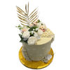 GOLD LEAF & FLOWER TOP CAKE