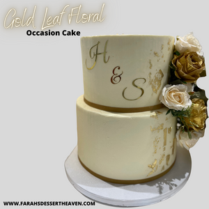 GOLD LEAF FLORAL OCCASION CAKE