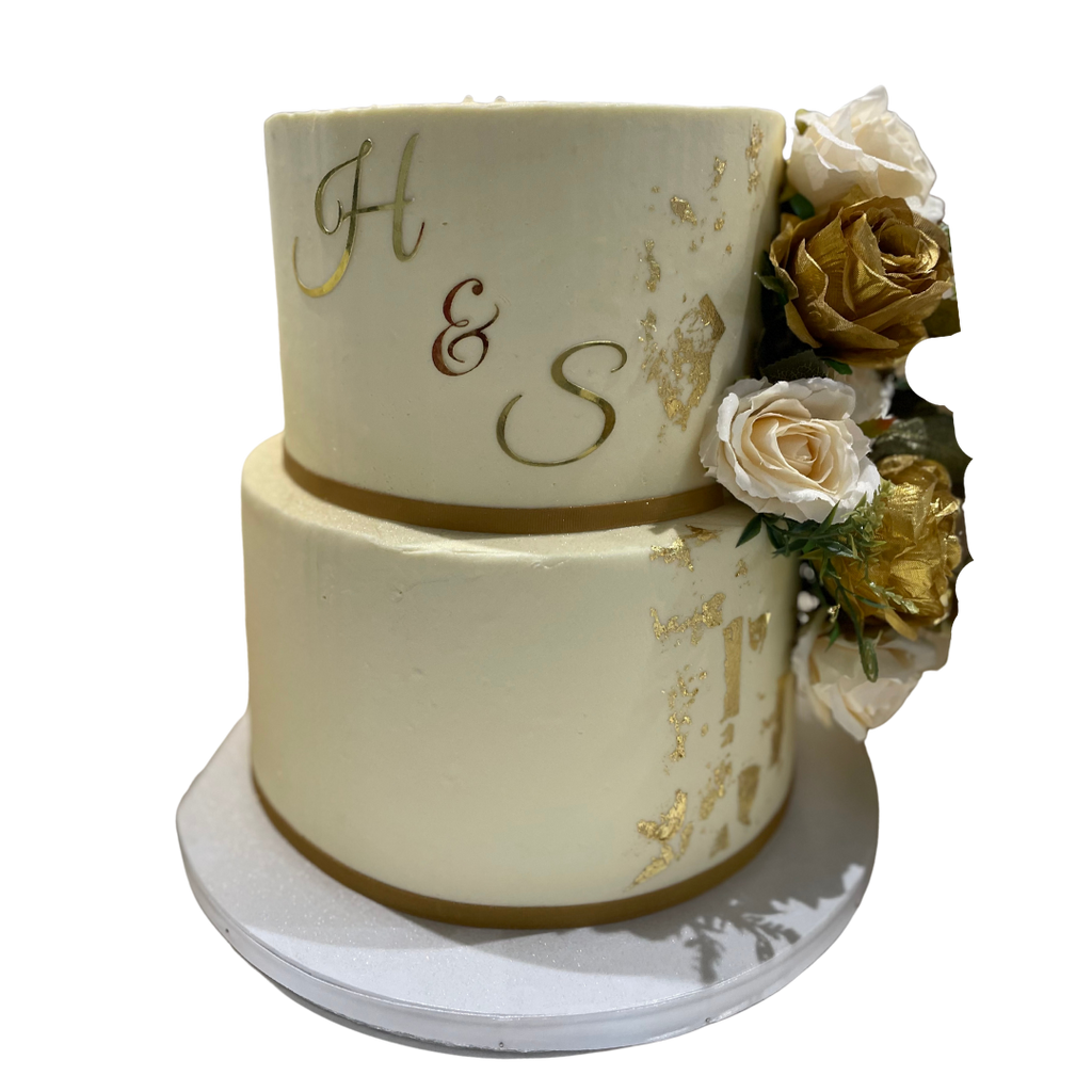 GOLD LEAF FLORAL OCCASION CAKE