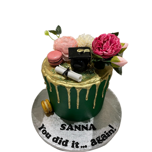 EMERALD GRAD GOLD DRIP CAKE