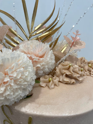 GOLD FLAMINGO CELEBERATION CAKE