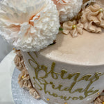 GOLD FLAMINGO CELEBERATION CAKE
