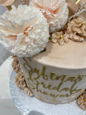 GOLD FLAMINGO CELEBERATION CAKE