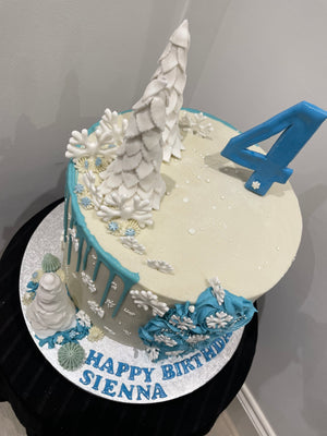 SNOWFLAKE ROSETTE DRIP CAKE