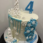 SNOWFLAKE ROSETTE DRIP CAKE