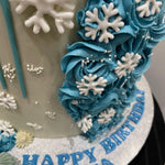 SNOWFLAKE ROSETTE DRIP CAKE