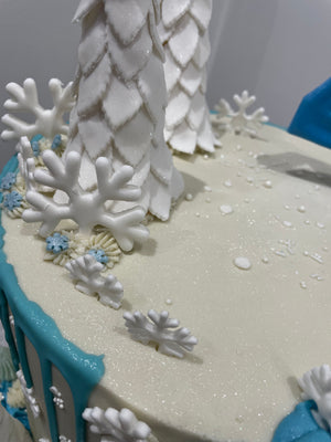 SNOWFLAKE ROSETTE DRIP CAKE