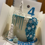 SNOWFLAKE ROSETTE DRIP CAKE