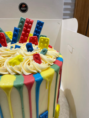 LEGO THEMED MULTI-DRIP CAKE