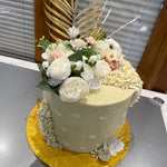 GOLD LEAF & FLOWER TOP CAKE