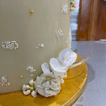GOLD LEAF & FLOWER TOP CAKE