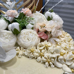 GOLD LEAF & FLOWER TOP CAKE
