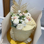 GOLD LEAF & FLOWER TOP CAKE