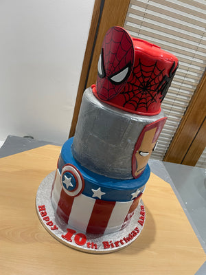 COMIC BOOK HERO 3-TIER CAKE