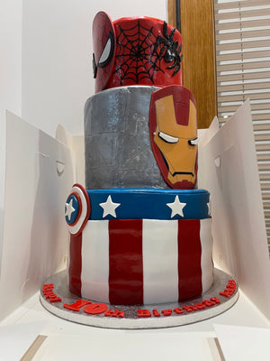 COMIC BOOK HERO 3-TIER CAKE