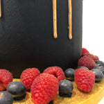 CAKESICLES & CONE - GOLD DRIP CAKE WTH BERRIES