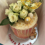 PEACHY FEATHER WHITE DRIP CAKE