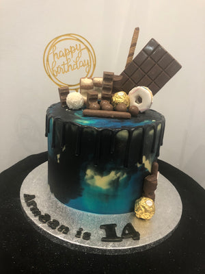 SOMETHING BLUE BLACK DRIP CAKE