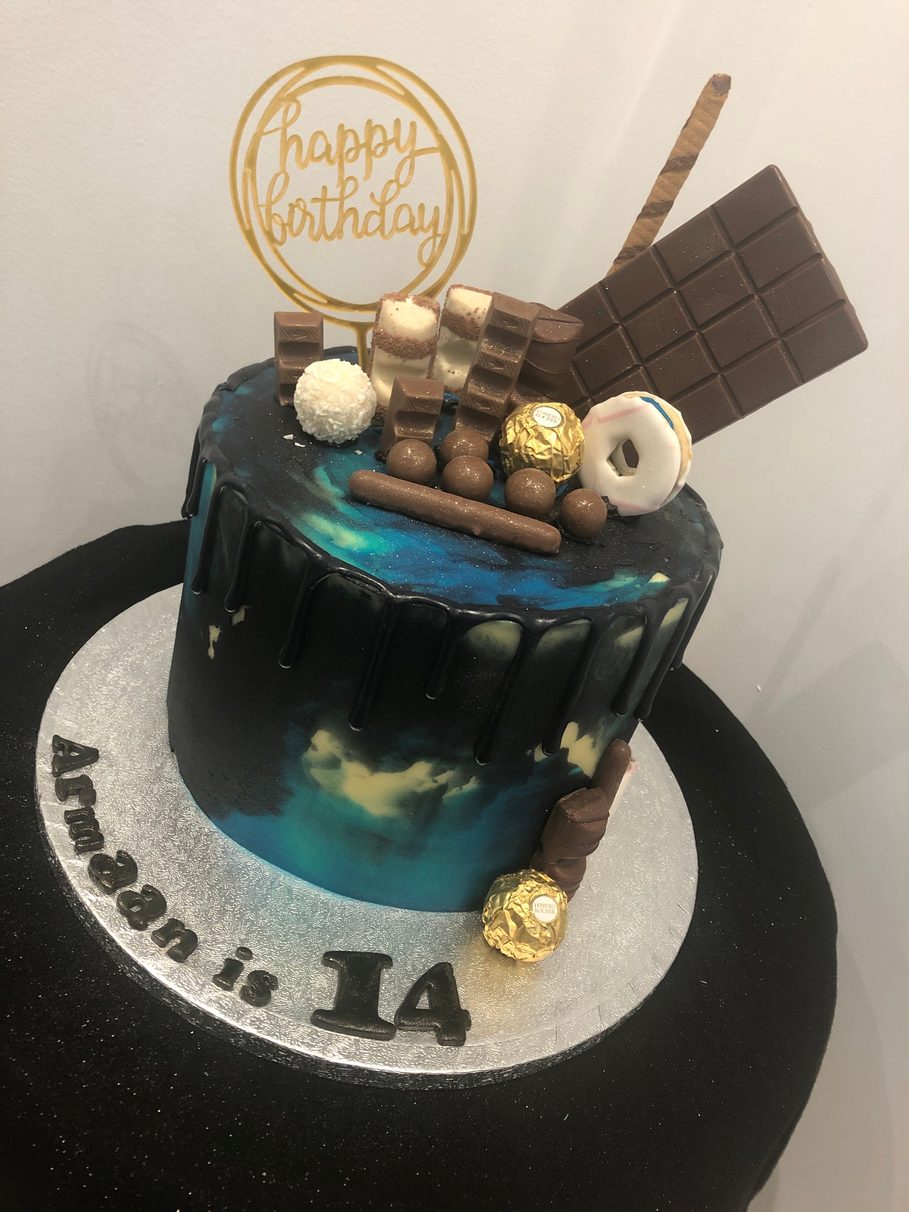 SOMETHING BLUE BLACK DRIP CAKE