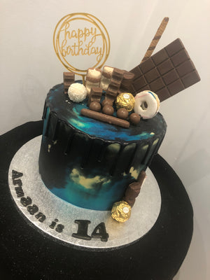 SOMETHING BLUE BLACK DRIP CAKE