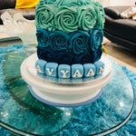 BLUE BLOCKS ROSETTE CAKE