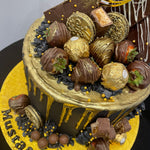 CHOCOLATE SHARD GOLD DRIP BLACK CAKE