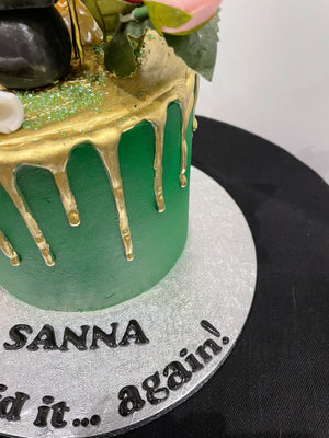 EMERALD GRAD GOLD DRIP CAKE