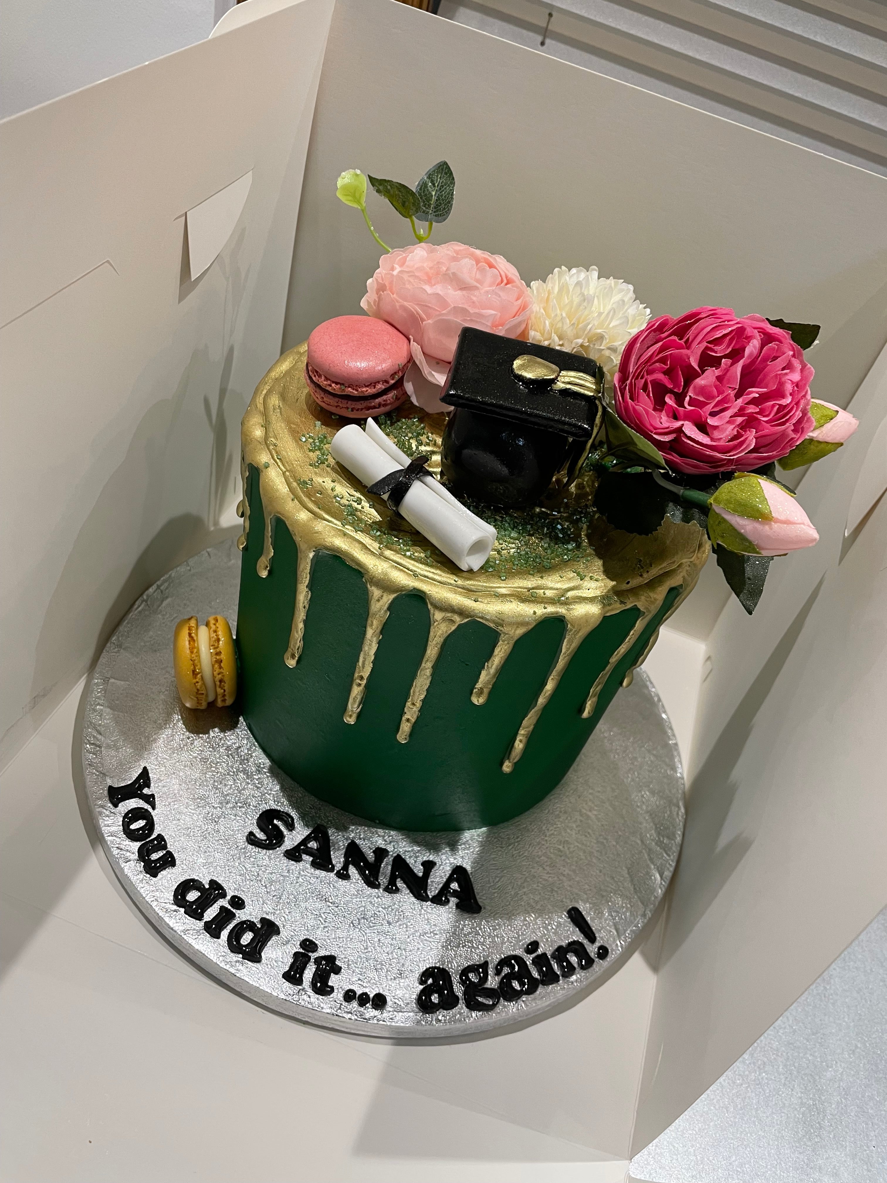 EMERALD GRAD GOLD DRIP CAKE