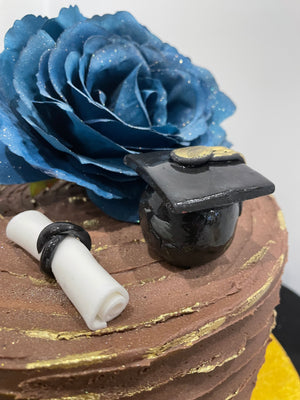 RUFFLE GOLDMAC GRADUATION CAKE