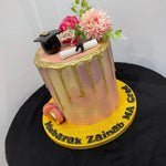 LILAC GOLD DRIP GRADUATION CAKE