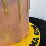 LILAC GOLD DRIP GRADUATION CAKE
