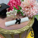 LILAC GOLD DRIP GRADUATION CAKE