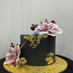 BLACK AND GOLDLEAF OCCASION CAKE