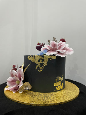 BLACK AND GOLDLEAF OCCASION CAKE