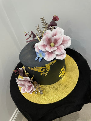 BLACK AND GOLDLEAF OCCASION CAKE