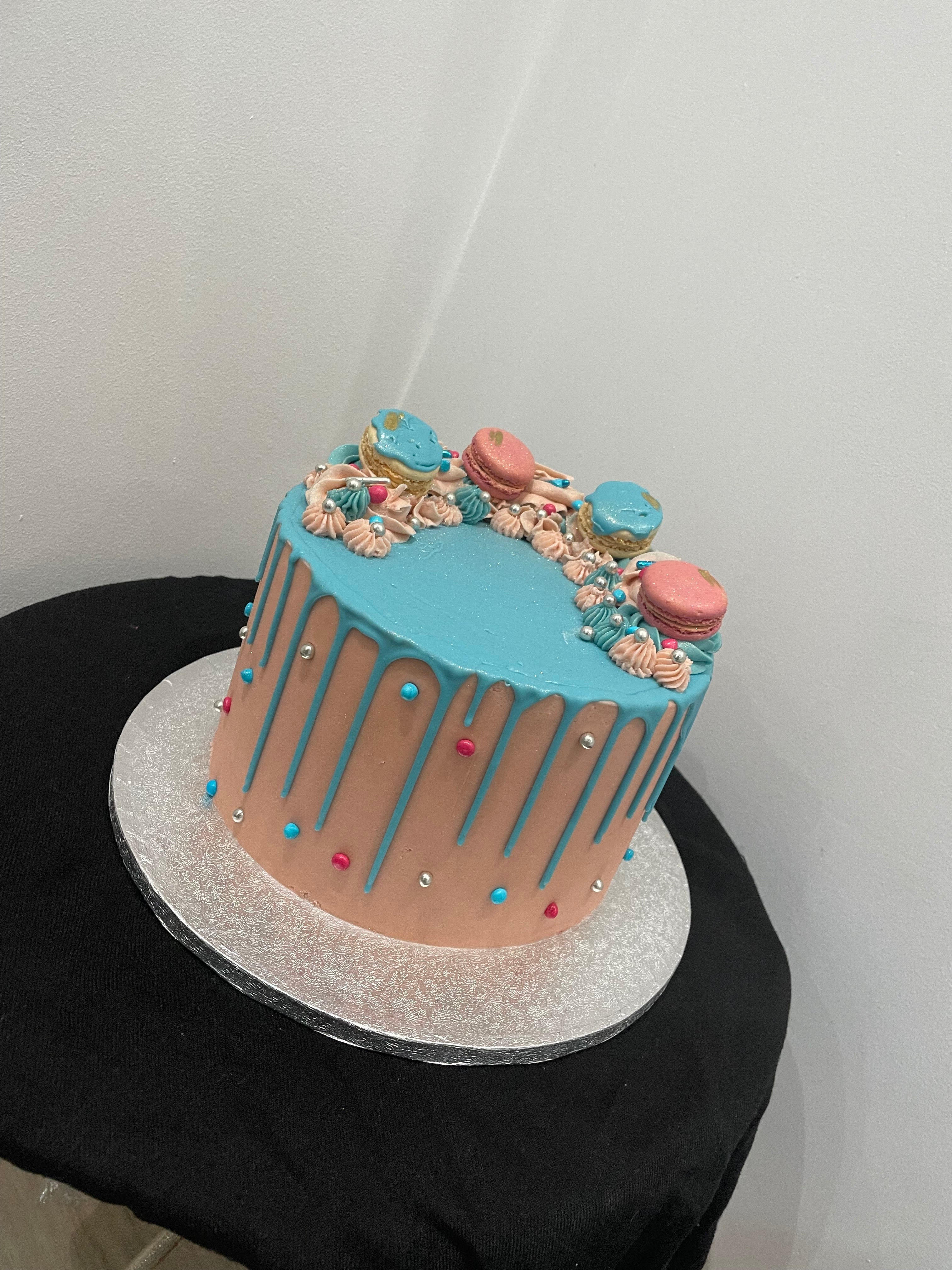 AZURE AND PINK GENDER REVEAL CAKE