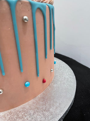 AZURE AND PINK GENDER REVEAL CAKE