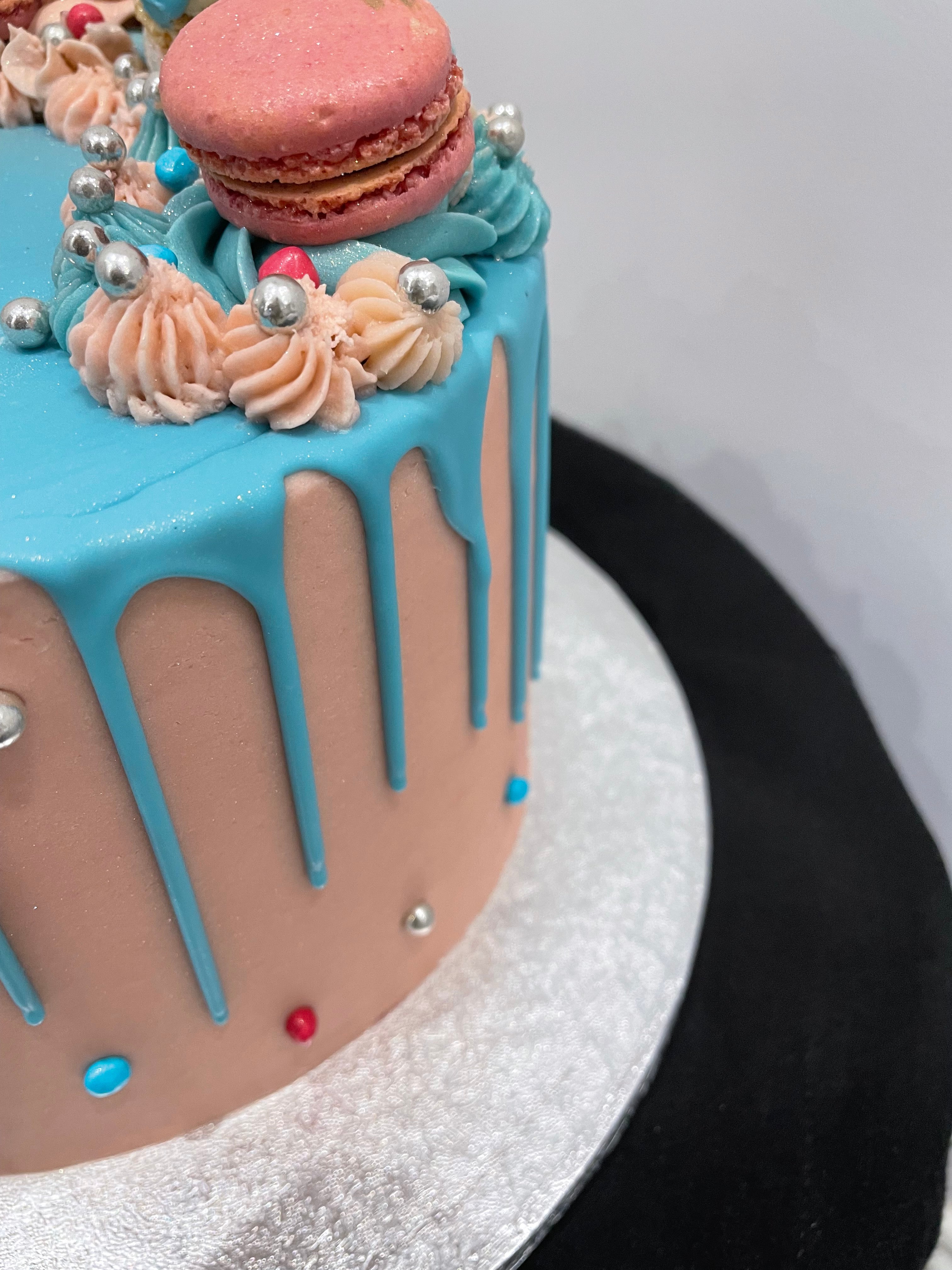 AZURE AND PINK GENDER REVEAL CAKE