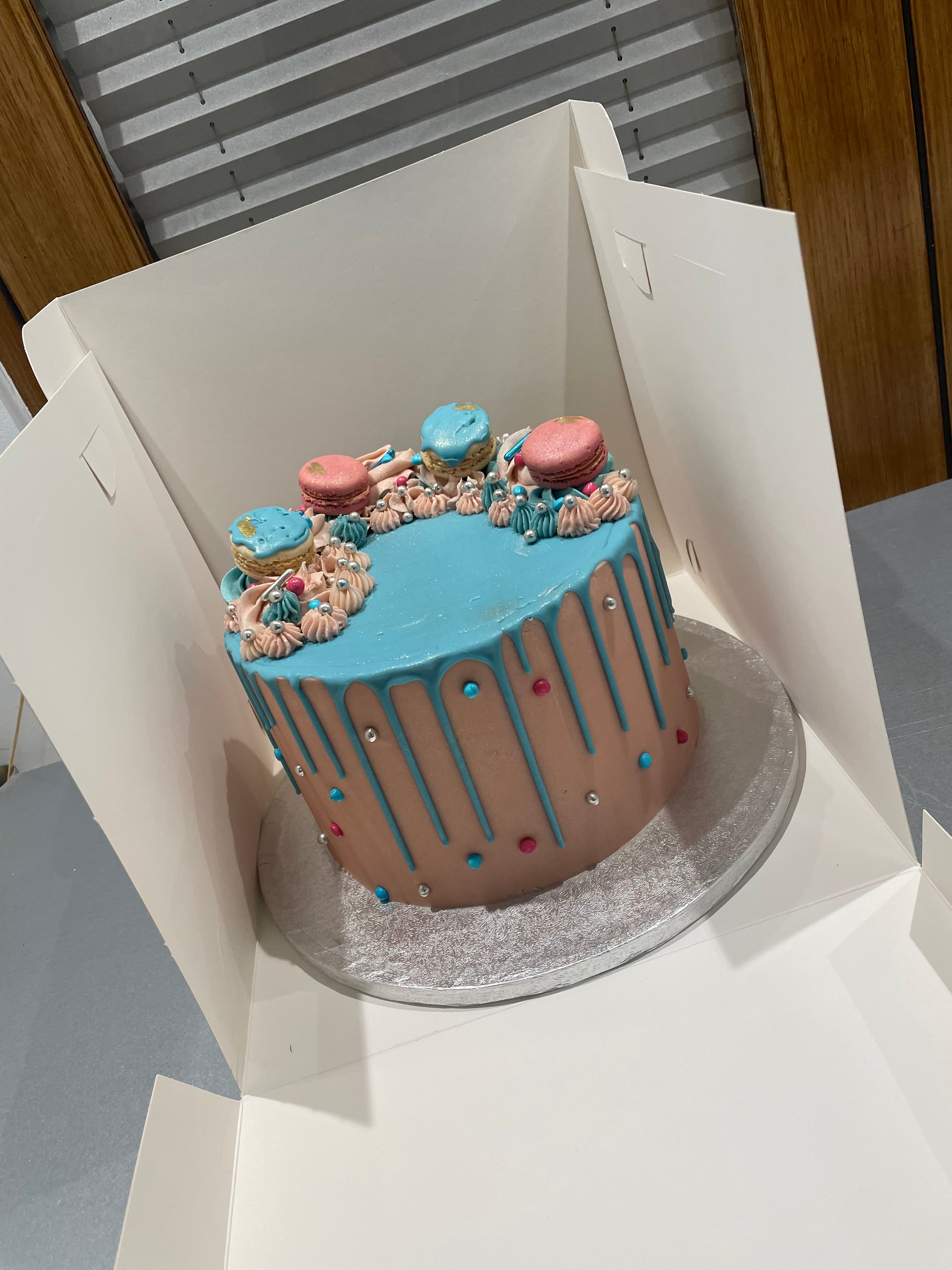 AZURE AND PINK GENDER REVEAL CAKE