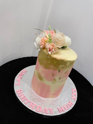 ARTY GOLD & PINK OCCASION CAKE