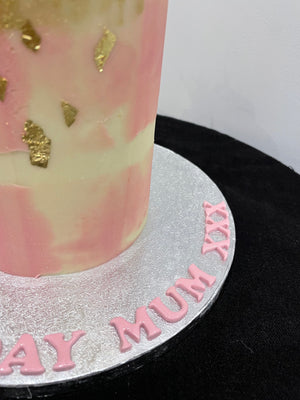 ARTY GOLD & PINK OCCASION CAKE