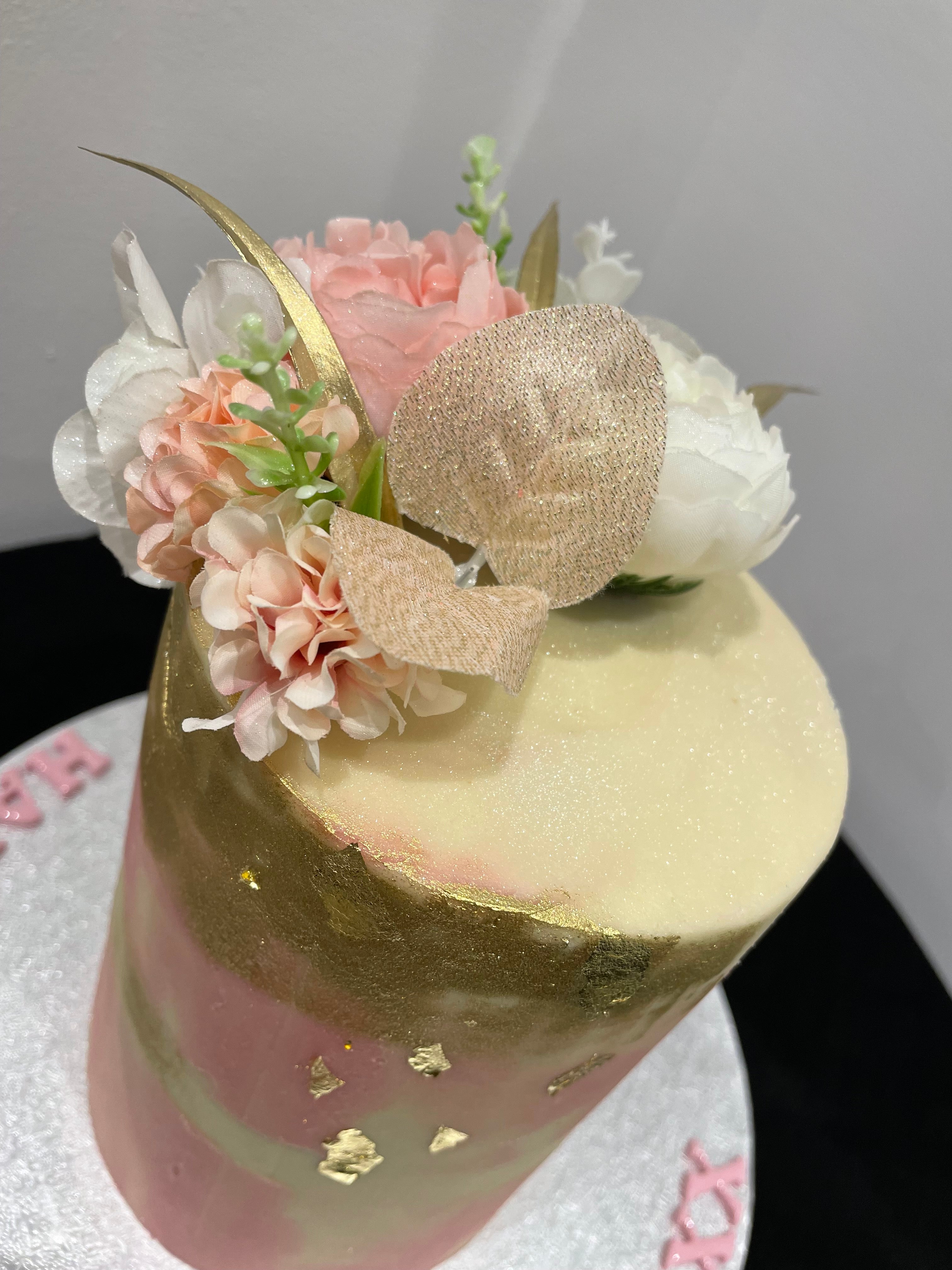 ARTY GOLD & PINK OCCASION CAKE