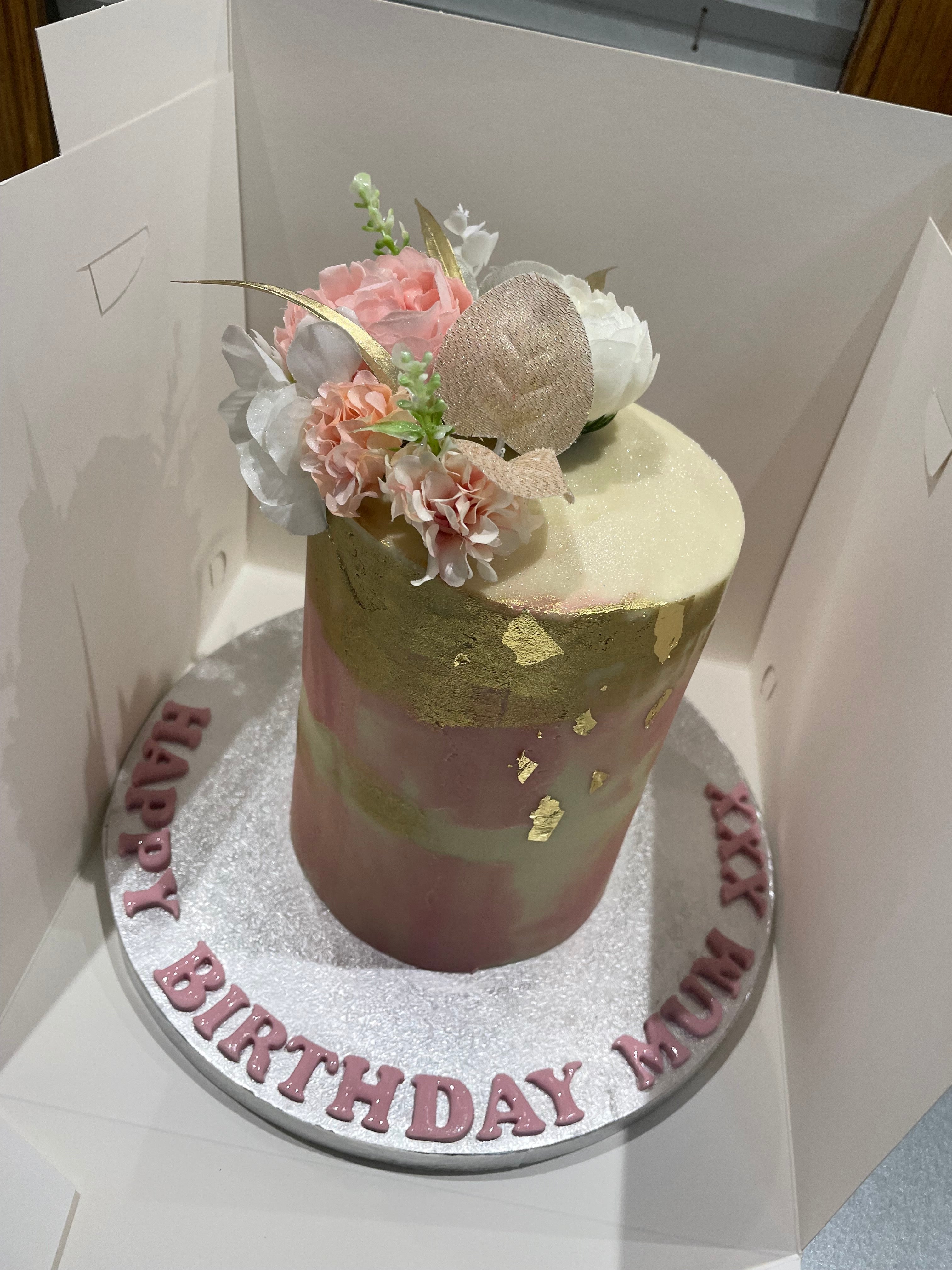 ARTY GOLD & PINK OCCASION CAKE