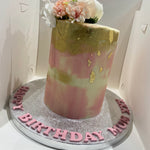 ARTY GOLD & PINK OCCASION CAKE