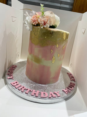 ARTY GOLD & PINK OCCASION CAKE